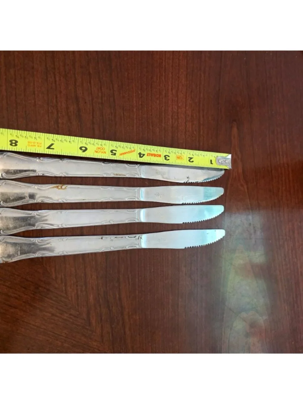 Set Of 4 Vintage Stainless Steel Serrated Knives Floral Handle Japan 8